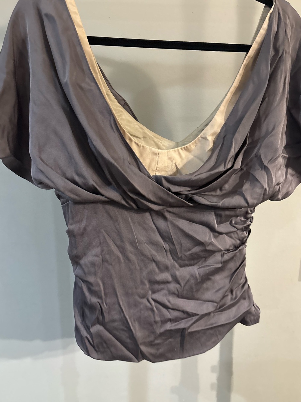Vintage Nanette Lepore Gray Draped Tie-Front Blouse - Picture 4 of 8